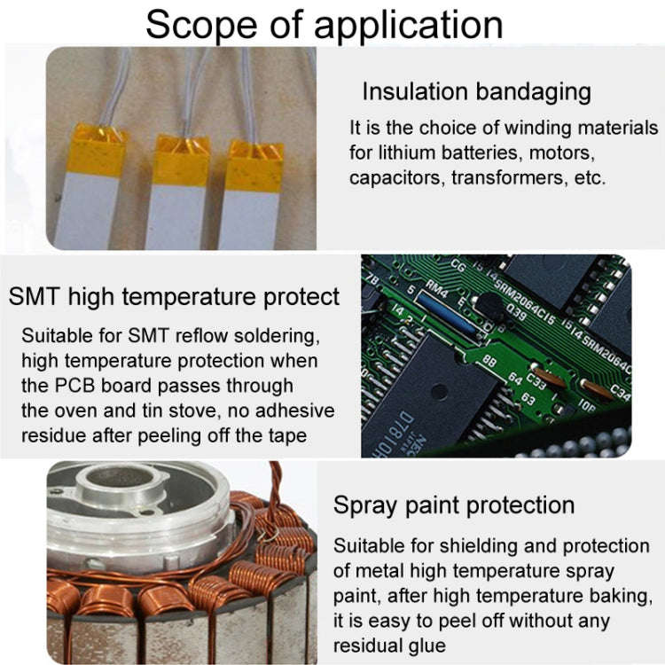 10mm High Temperature Resistant Clear Heat Dedicated Polyimide Tape with Silicone Adhesive, Lengt...