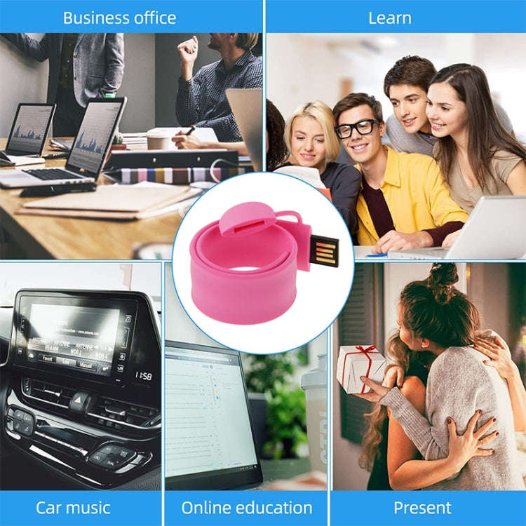 Silicone Bracelet USB Flash Disk with 4GB Memory(Pink)