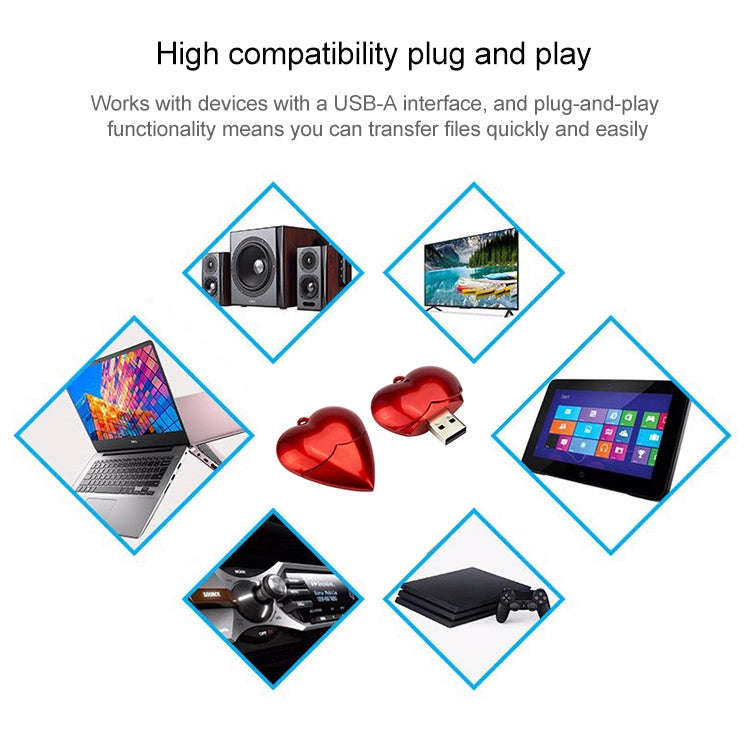 16GB Heart style USB Flash Disk(Red)