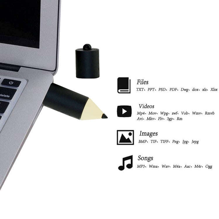 4GB Pencil Shape USB Flash Disk(Black)