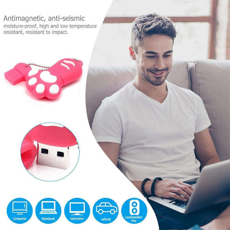 16GB Bear Paw Shaped Silicone USB 2.0 Flash Disk with Anti Dust Cup(Red plum)