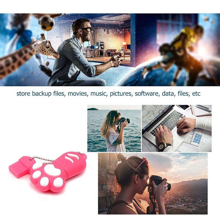 16GB Bear Paw Shaped Silicone USB 2.0 Flash Disk with Anti Dust Cup(Red plum)