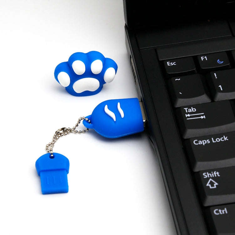 16GB Bear Paw Shaped Silicone USB 2.0 Flash Disk with Anti Dust Cup(Blue)