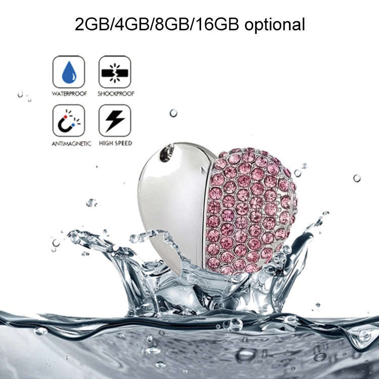 Heart Shaped Diamond Jewelry USB Flash Disk, Special for Valentines Day Gifts (16GB)(Pink)