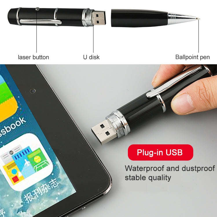 3 in 1 Laser Pen Style USB Flash Disk,16GB (Black)(Black)