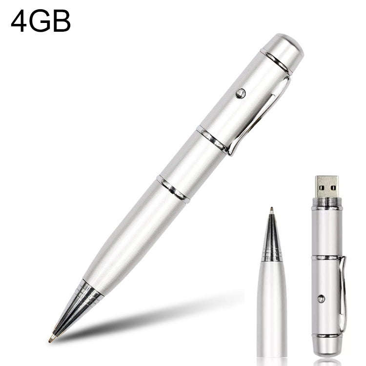 3 in 1 Laser Pen Style USB Flash Disk, Silver (4GB)(Silver)