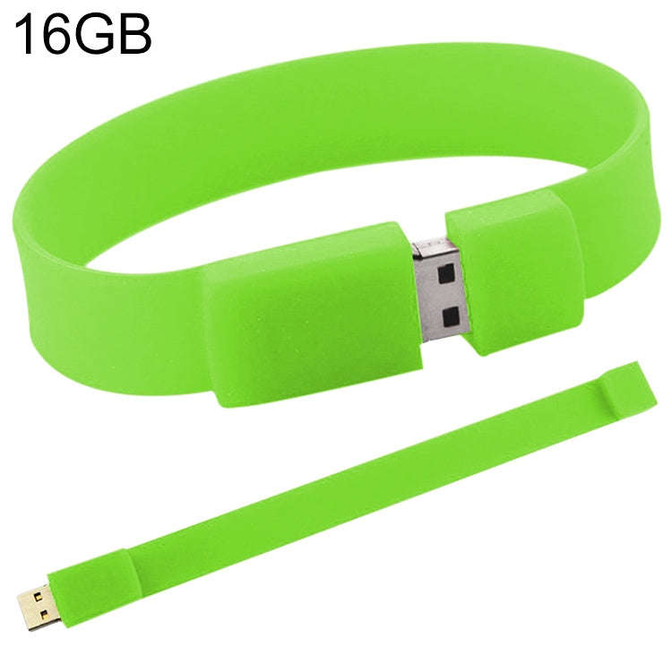 16GB Silicon Bracelets USB 2.0 Flash Disk(Green)