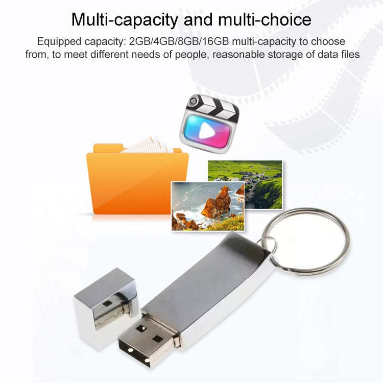 Metallic on Key Ring Style USB 2.0 Flash Disk (16GB)(Silver)
