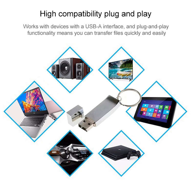 Metallic on Key Ring Style USB 2.0 Flash Disk (16GB)(Silver)