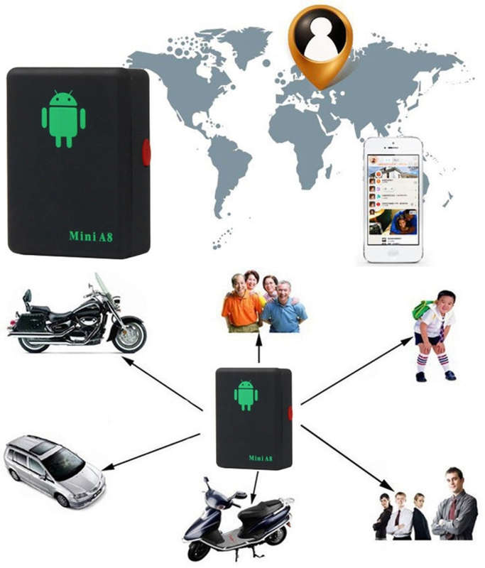 TRACKER Mini A8 Real Time 4 Bands Global Locator GSM/GPRS Tracker Tracking Device for Personal(Bl...