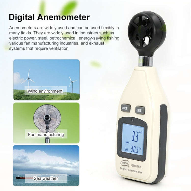 BENETECH Digital Electronic Anemometer (GM816A)(White)