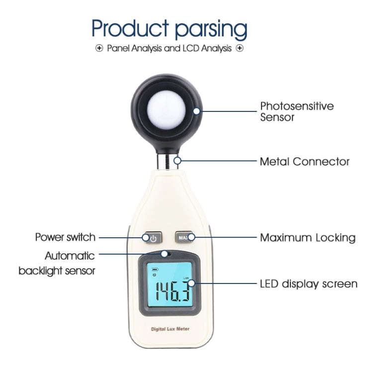 BENETECH Digital Light Lux Meter for Factory / School / House Various Occasion, Range: 0-200,000 ...