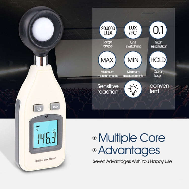 BENETECH Digital Light Lux Meter for Factory / School / House Various Occasion, Range: 0-200,000 ...