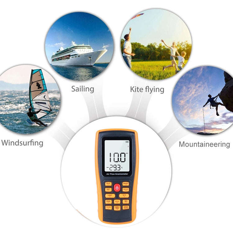 BENETECH GM8902 2.6 Inch LCD Screen Digital Wind Speed Meter Anemometer(Yellow)