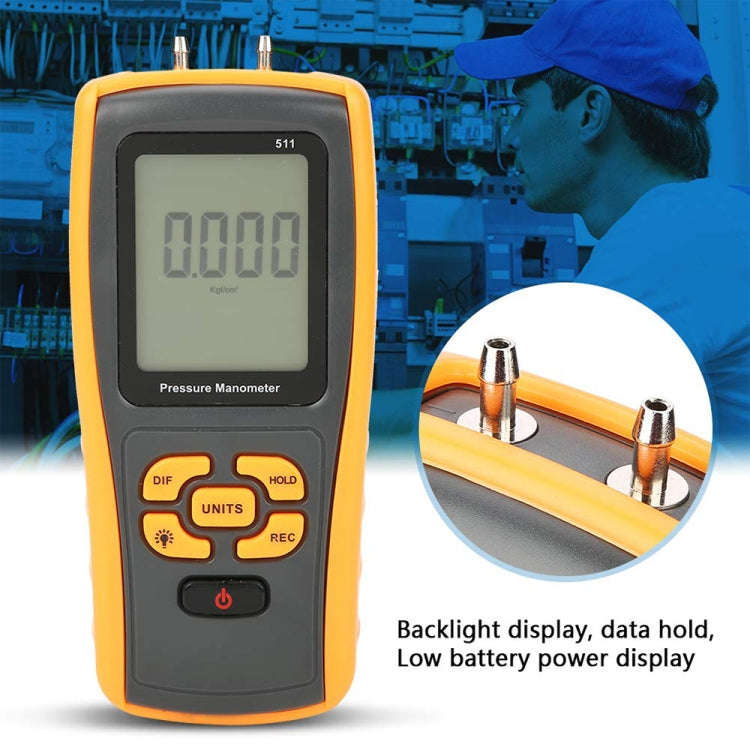 BENETECH GM511 LCD Display Pressure Manometer(Yellow)
