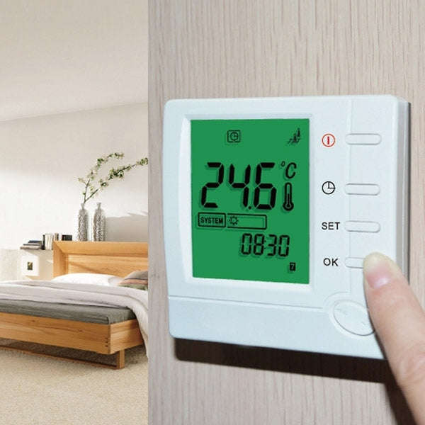 Electric Floor Heating System LCD Display Programmable Room Thermostat(Black)