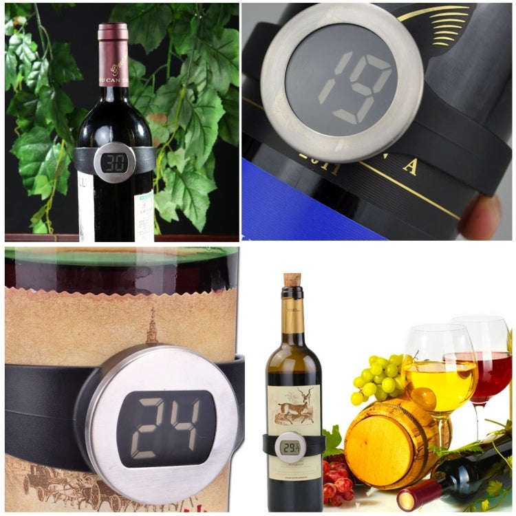 Celsius Degree Digital LCD Display Wine Bottle Thermometer, Suitable Bottle Diameter: 65-80mm (Bl...