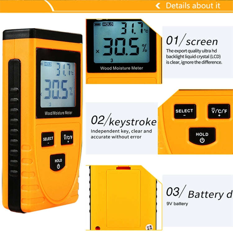 GM630 Digital Wood Moisture Meter with LCD(Orange)