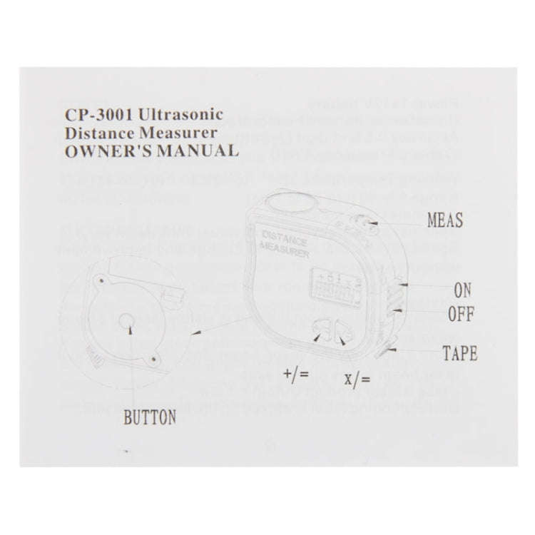 CP-3001 Ultrasonic Distance Measurer Laser Point with 1m Tape Measurer