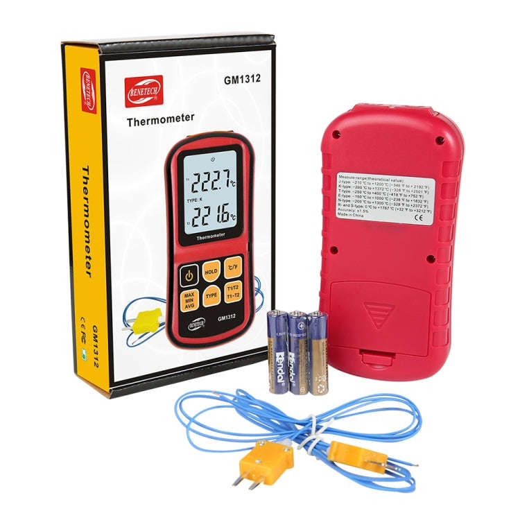BENETECH GM1312 2.4 inch LCD Screen Thermocouple Thermometer Measure J,K,T,E,N and R Type, Measur...