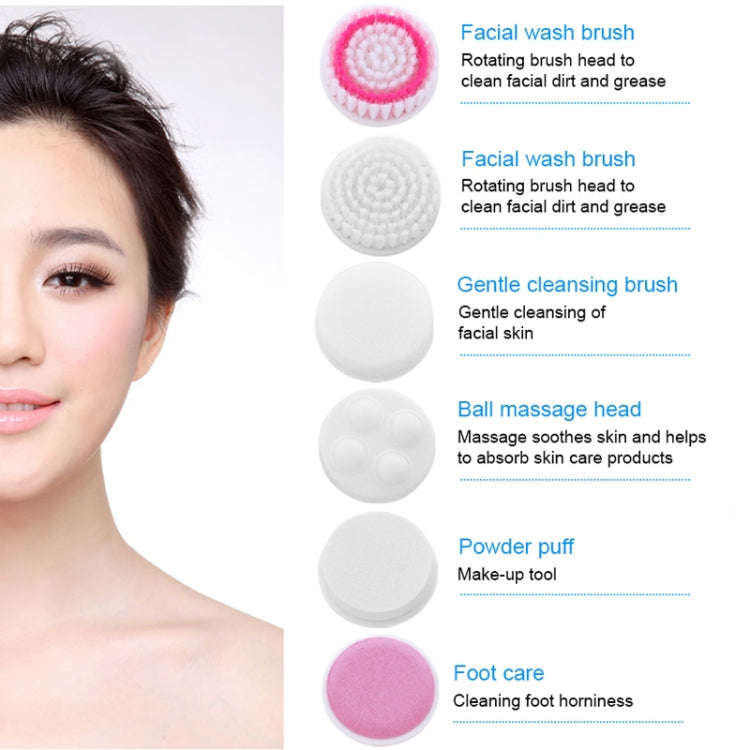 6 in 1 Waterproof Facial Cleansing Instrument (Size: 130 x 85 x 40mm)(Magenta)