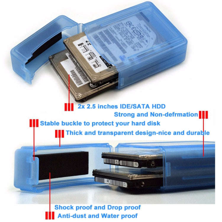 2.5 inch HDD Store Tank, Support 2x 2.5 inches IDE/SATA HDD (Grey)