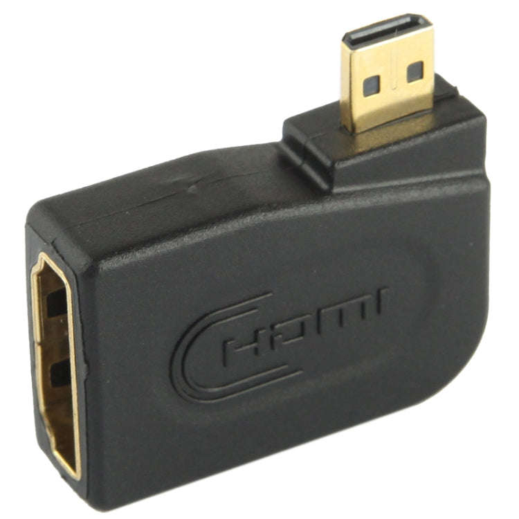 Gold Plated Micro HDMI Male to HDMI 19 Pin Female Adaptor with 90 Degree Angle(Black)