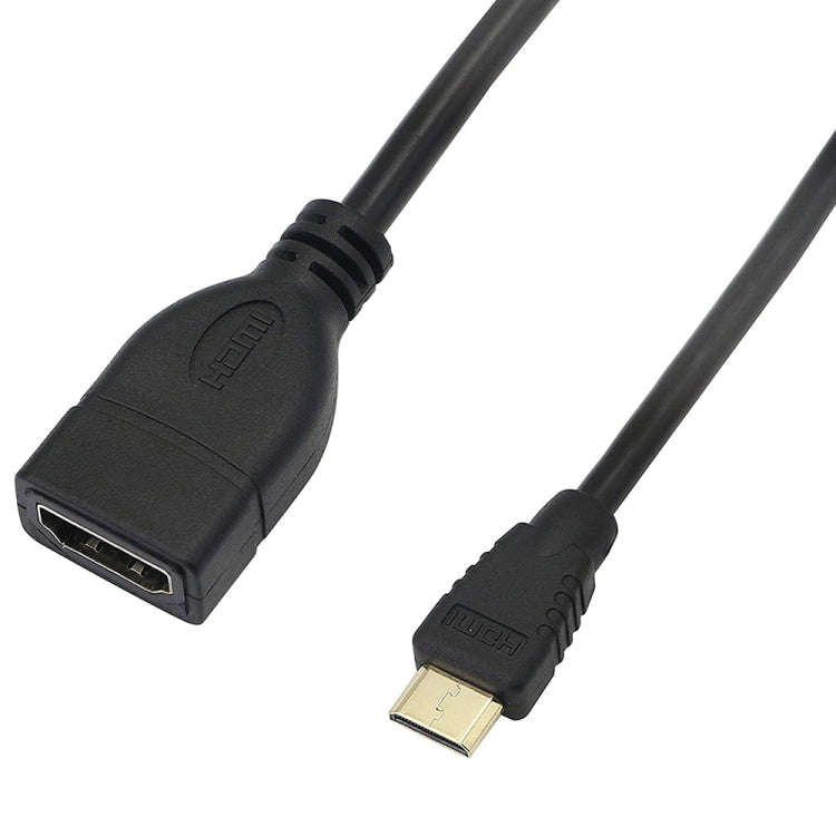 17cm Gold Plated Mini HDMI Male to HDMI 19 Pin Female Cable(Black)