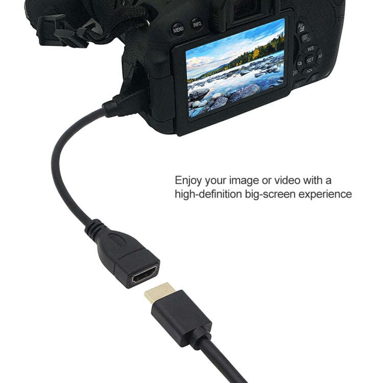 17cm Gold Plated Mini HDMI Male to HDMI 19 Pin Female Cable(Black)