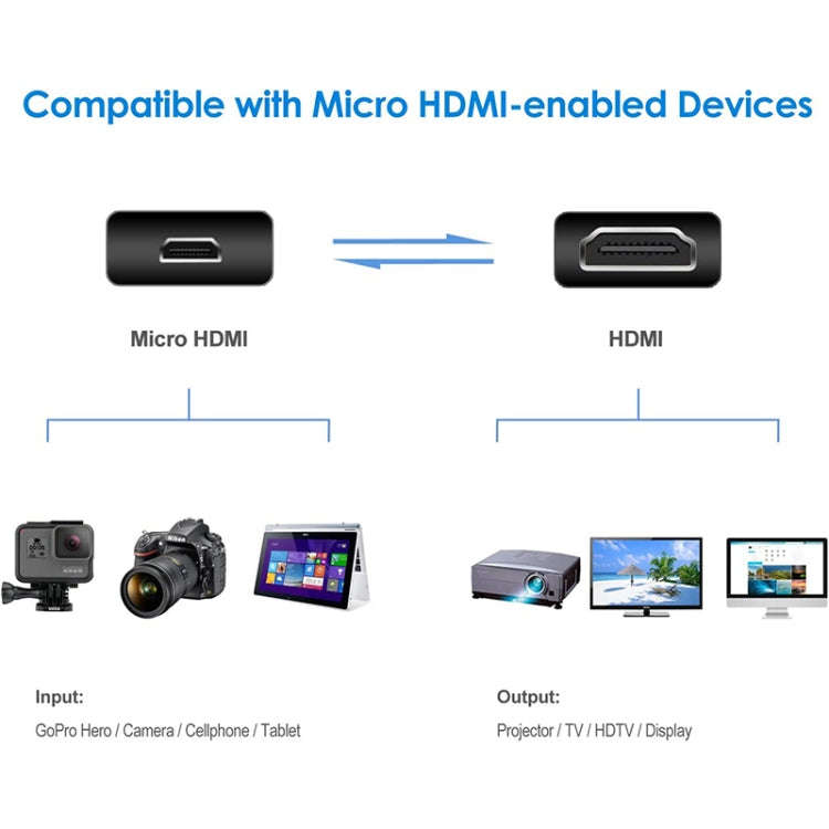 30cm Mini HDMI Male to Micro HDMI Male Adapter Cable