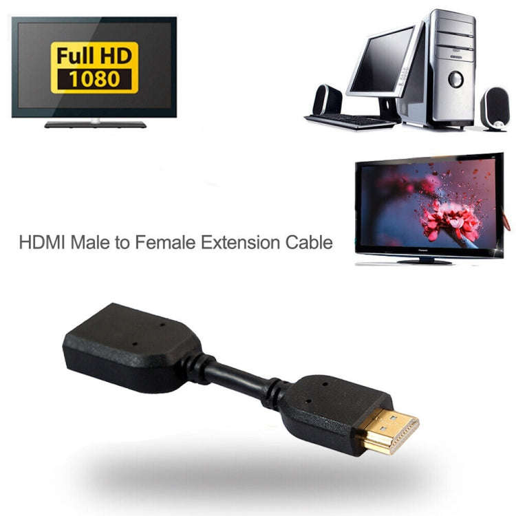 10cm HDMI 19 Pin Male to HDMI 19 Pin Female (AM-AF) Connector Adapter Cable(Black)