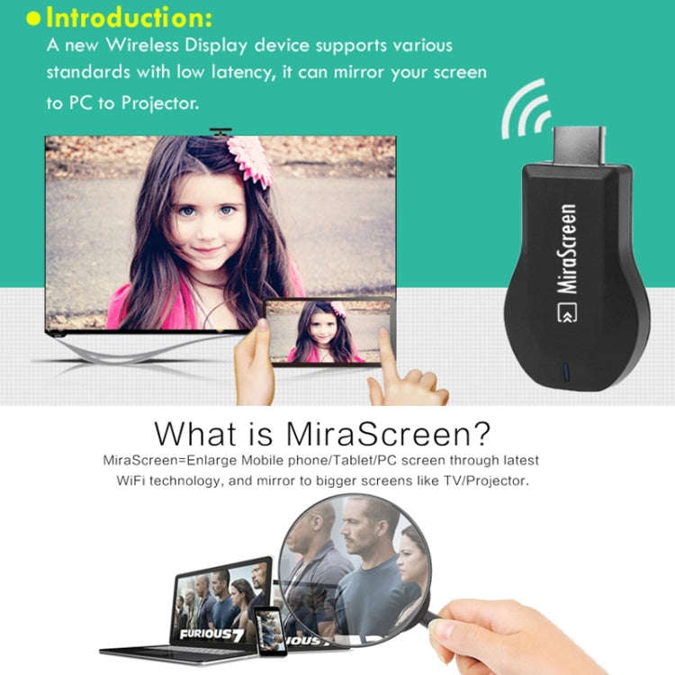 MiraScreen WiFi Display Dongle / Miracast Airplay DLNA Display Receiver Dongle(Black)