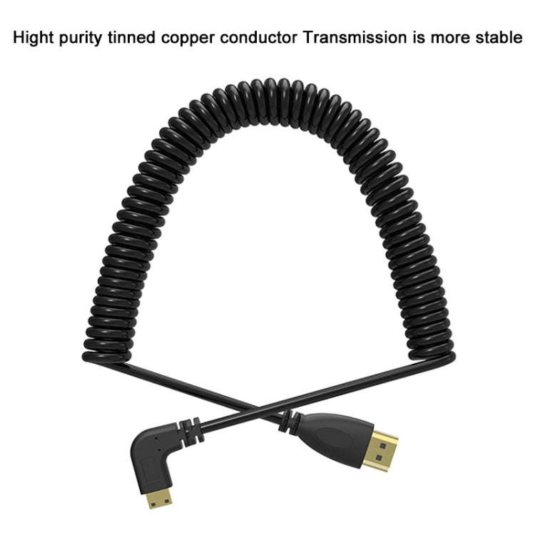 1.4 Version Gold Plated Mini HDMI Male to HDMI Male Coiled Cable, Support 3D / Ethernet, Length: ...