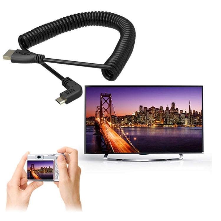 1.4 Version Gold Plated Mini HDMI Male to HDMI Male Coiled Cable, Support 3D / Ethernet, Length: ...