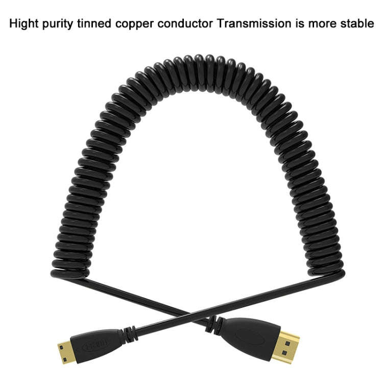 1.4 Version, Gold Plated Mini HDMI Male to HDMI Male Coiled Cable, Support 3D / Ethernet, Length:...
