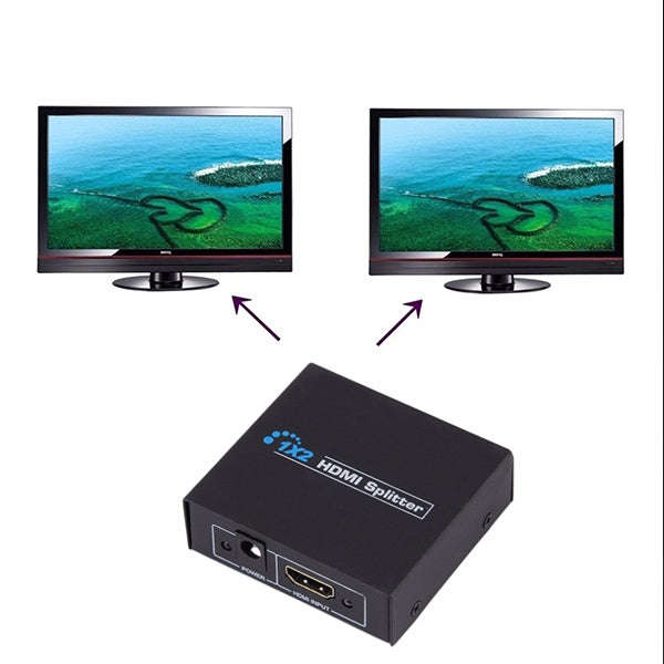 V1.4 1x2 Mini HDMI Amplifier Splitter, Support 3D & Full HD 1080P(Black)