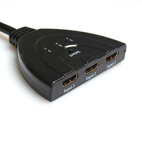 3x1 Pigtail HDMI Switcher Up to 1080P (Gold Plated)(Black)
