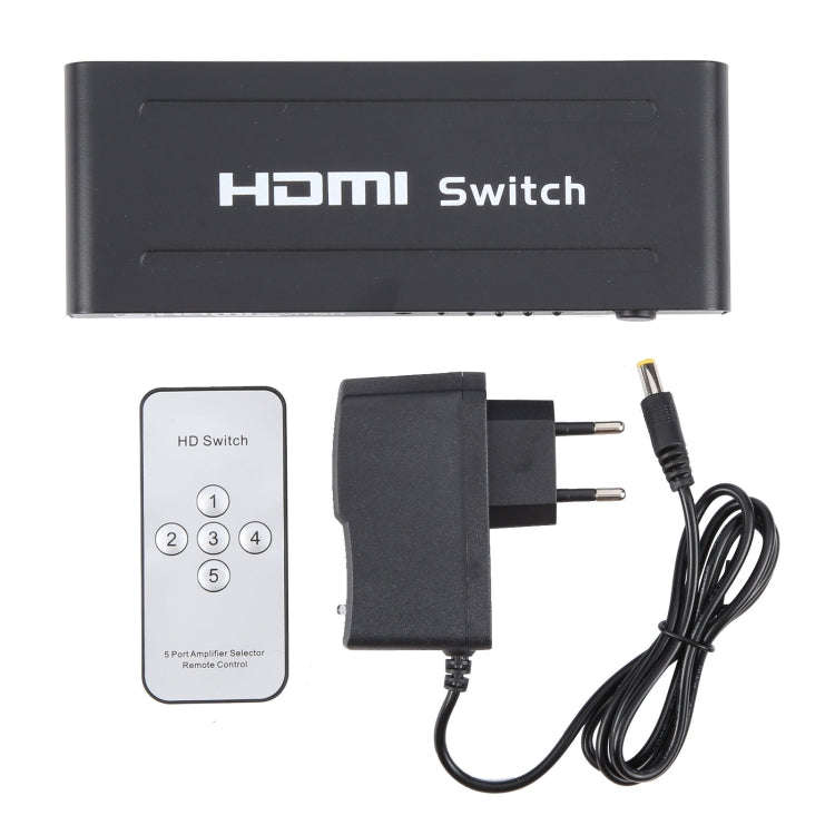 Full HD 1080P 5 Ports HDMI Switch with Remote Control & LED Indicator(Black)