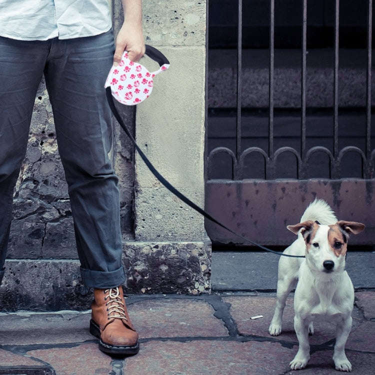 5m Pink Dog Footprint Pattern Easy Operation Retractable Dog Leash(Pink)