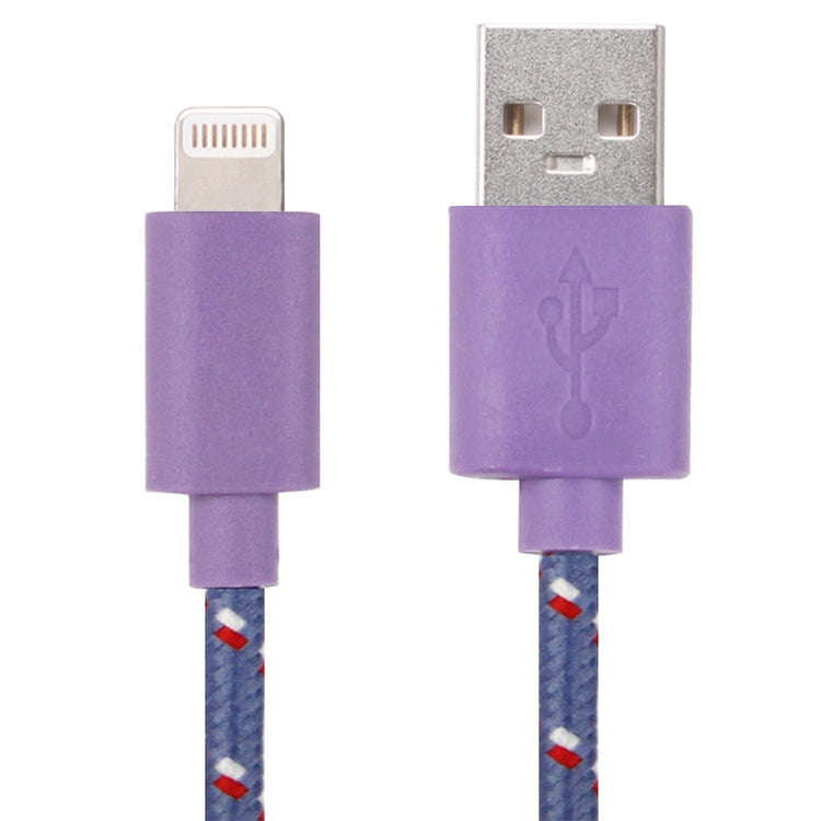1m Nylon Netting Style USB 8 Pin Data Transfer Charging Cable for iPhone, iPad(Purple)