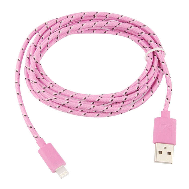 1m Nylon Netting Style USB 8 Pin Data Transfer Charging Cable for iPhone, iPad(Pink)