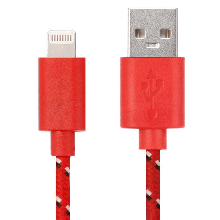 1m Nylon Netting Style USB 8 Pin Data Transfer Charging Cable for iPhone, iPad(Red)