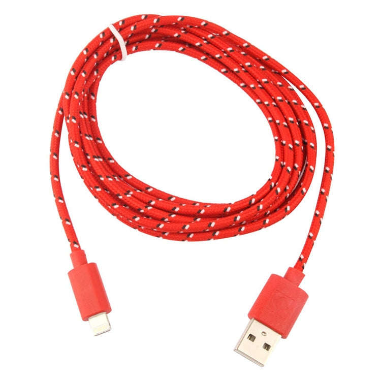 1m Nylon Netting Style USB 8 Pin Data Transfer Charging Cable for iPhone, iPad(Red)
