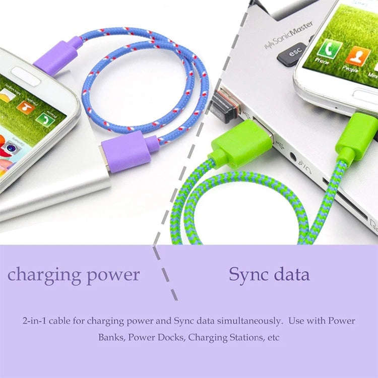 1m Nylon Netting Style USB 8 Pin Data Transfer Charging Cable for iPhone, iPad(Red)