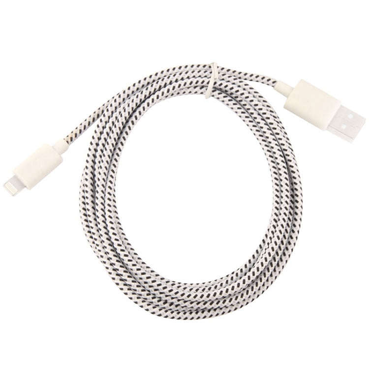 1m Nylon Netting Style USB 8 Pin Data Transfer Charging Cable for iPhone, iPad(White)