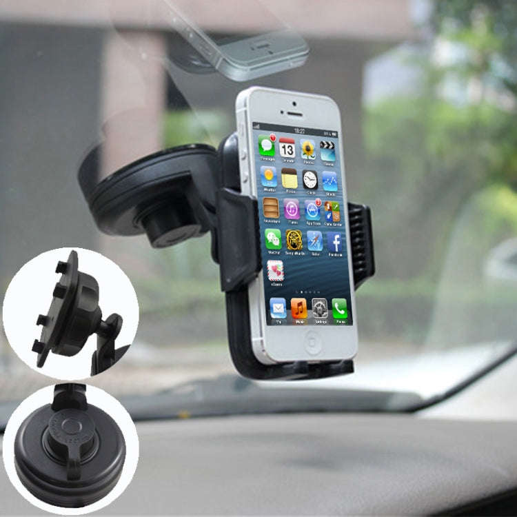 For 4.5-6.3 inch Phone Suction Cup 360 Degree Rotatable Car Holder(Black)