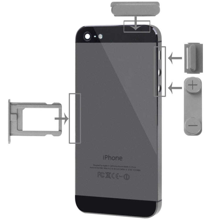 4 in 1 for iPhone 5 & 5S Original Alloy Material Colorful Nano SIM Card Tray + Volume Button + Po...