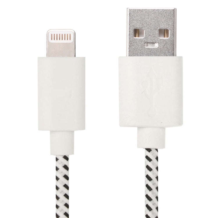 2m Nylon Netting USB Data Transfer Charging Cable For iPhone, iPad(White)