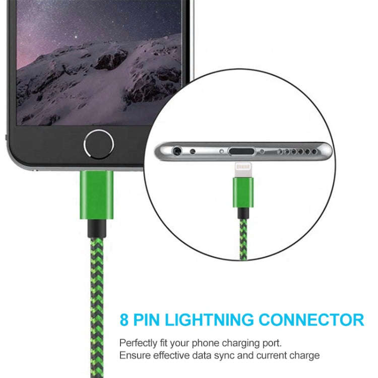 2m Woven Style 8 Pin to USB Sync Data / Charging Cable(Blue)