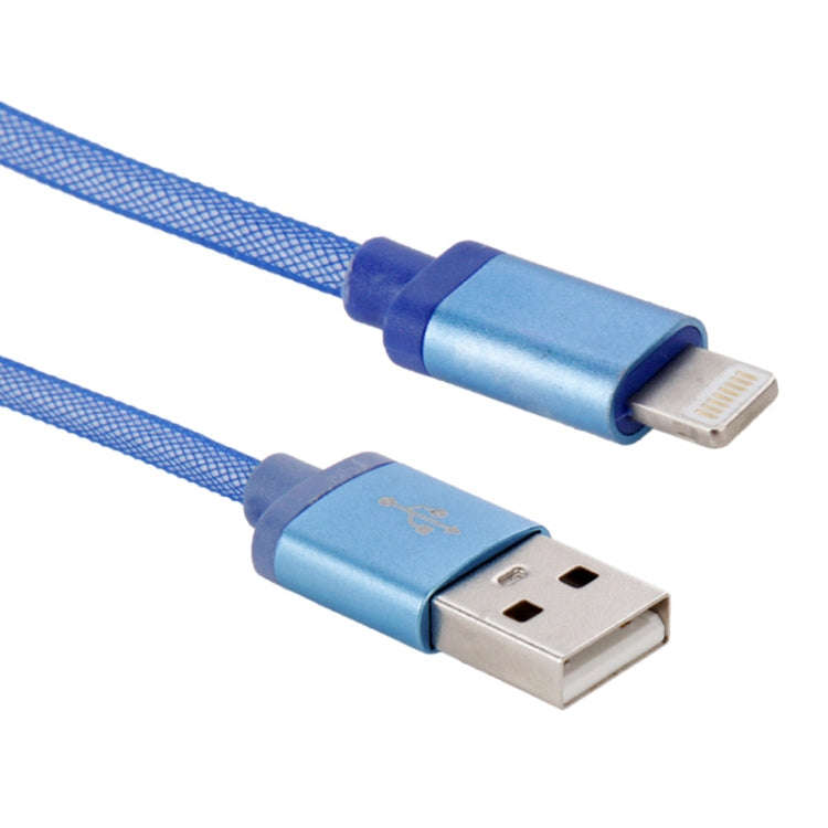 Net Style Metal Head 8 Pin to USB Data / Charger Cable, Cable Length: 25cm(Blue)